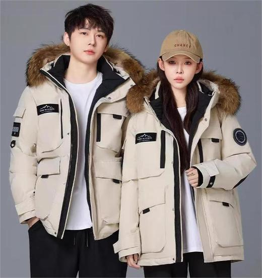 【保暖锁温❗️时尚简约】2025新款加厚情侣工装防寒服冬季男女中长款带毛领户外保暖羽绒服。jb 商品图0