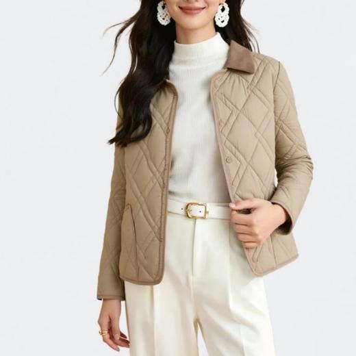 【可拆卸翻领 一衣两穿】姹弥空气层可拆翻领羊毛外套 羊毛填充柔软保暖轻盈 菱格型绗缝工艺美观锁温不跑绒 百搭舒适 商品图4