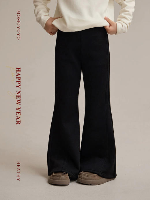 儿童版女宝微喇奶盖加绒高弹显瘦松紧腰喇叭裤 商品图8