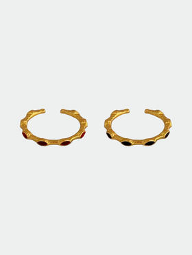 ABOAB｜gold Eye Loop Ring Set [ 开口戒指 金黑珐琅+红珐琅 ]【WITHIN THE HORIZON】