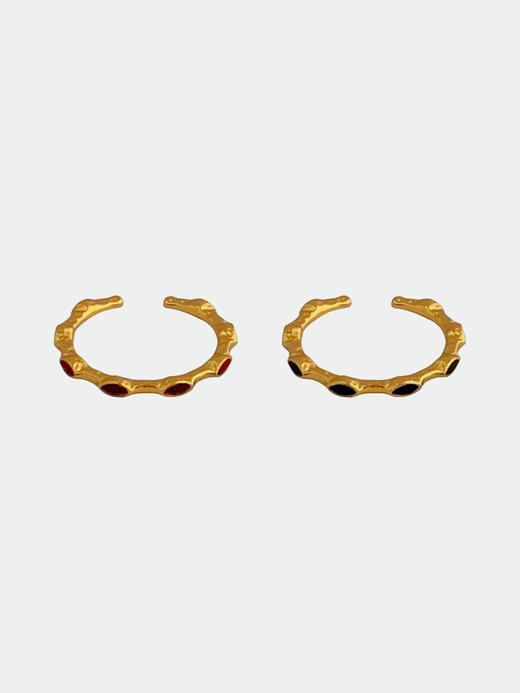 ABOAB｜gold Eye Loop Ring Set [ 开口戒指 金黑珐琅+红珐琅 ]【WITHIN THE HORIZON】 商品图0