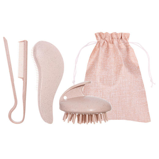 【拍一发4❗️美发梳刷套装】选用麦秸材质，柔软梳齿轻松起泡，顺发洗发多效合一，顺发造型抚平毛躁，经絡梳随身携带直发梳家用洗头按摩刷QQ 商品图4