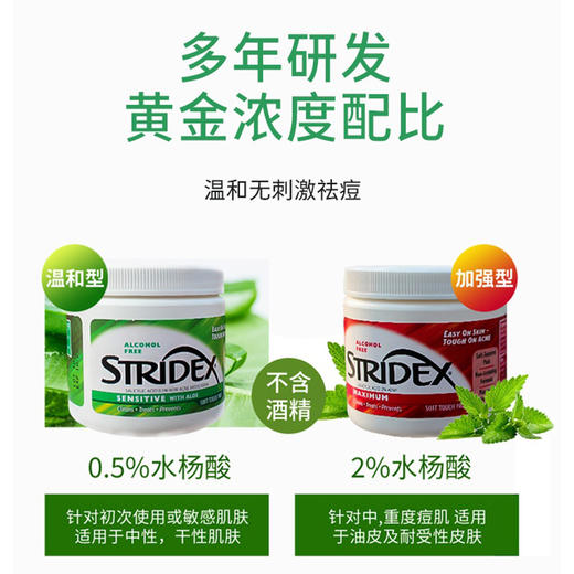 美国施颜适Stridex水杨酸净颜棉片#绿盒55片/125g 商品图6