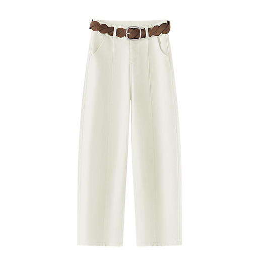 HSS 2838水洗棉牛仔弯刀裤加绒加厚防风保暖香蕉裤高腰镰刀裤 商品图4