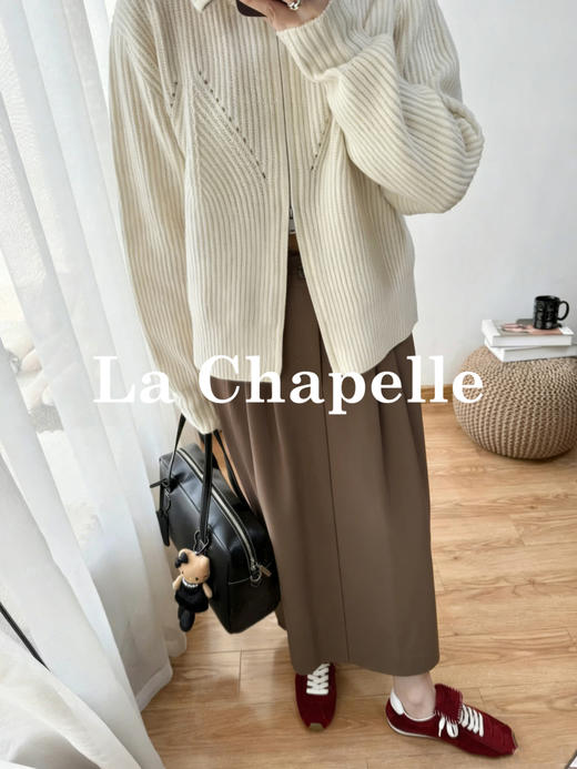 天猫同步【好品质超模质感】拉夏贝尔/La Chapelle立体捏褶高腰显瘦A字长款半身裙~垂感不易皱 商品图6