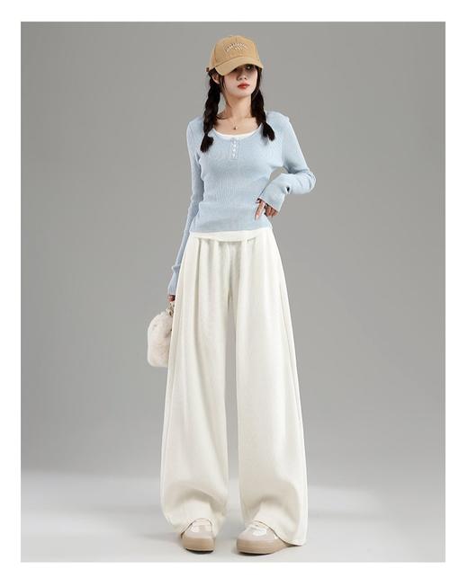 【YW】无忧购秋冬欧棉绒阔腿裤高腰垂感宽松直筒窄版加绒裤子2295（截单后3-5天发货) 商品图6