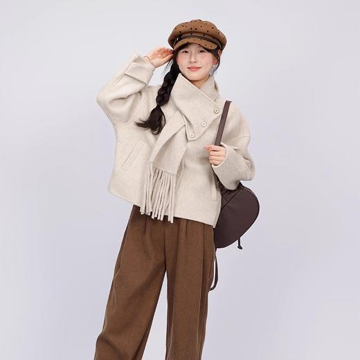 围巾款短款双面羊绒大衣159347663 商品图1