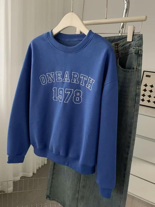 【专柜品质】重磅韩版棉质圆领卫衣 秋冬加绒加厚美式宽松上衣 商品图13