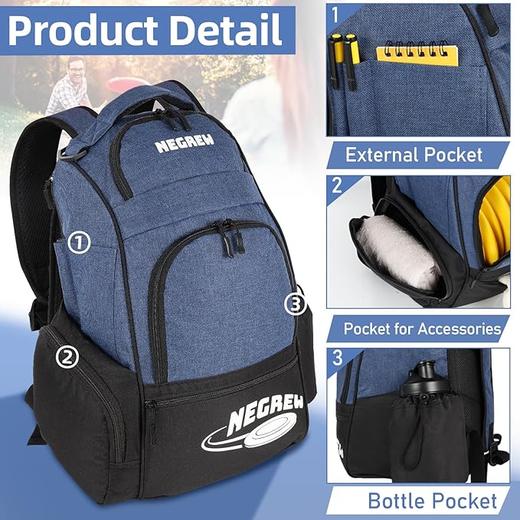 飞盘高尔夫大容量双肩背包 带多个口袋（不含飞盘） 商品图3