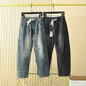 Hazzys哈吉斯冬季男士加绒加厚弯刀宽松直筒休闲牛仔长裤