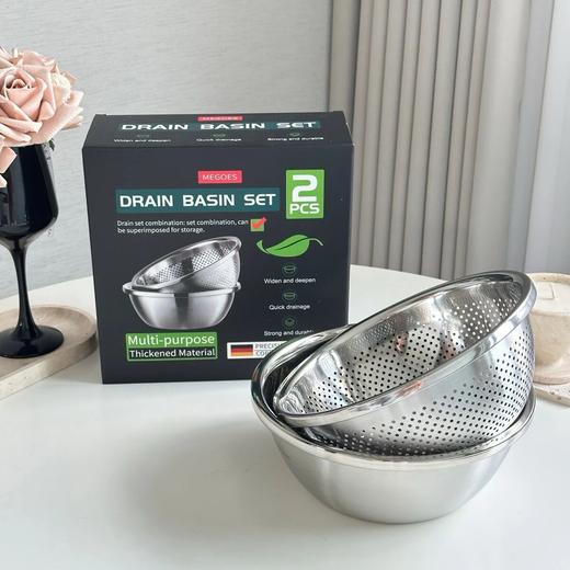 洗沥盛装多功能不锈钢沥水盆两件套 商品图1