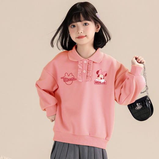 贝田女童加绒卫衣儿童学院风洋气冬季一体绒加厚大童冬装polo上衣 商品图1