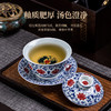 青花瓷釉里红莲纹元宝盖碗茶杯子家用轻奢高档功夫泡茶碗套装 商品缩略图3