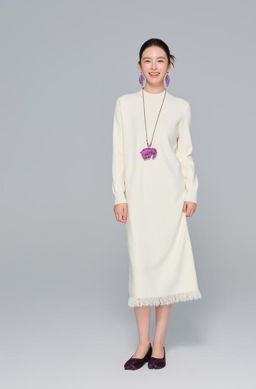 小流苏羊毛针织混纺小直筒半高领毛衣裙 商品图3