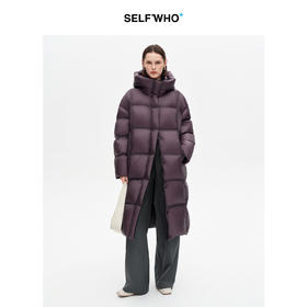 SELFWHO90白鸭绒连帽高领长款羽绒服女2025冬季新款防风保暖外套