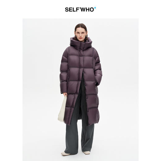 SELFWHO90白鸭绒连帽高领长款羽绒服女2025冬季新款防风保暖外套 商品图0