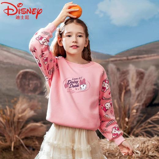 迪士尼女童加绒卫衣冬季儿童保暖衣加厚小女孩衣服打底衫 商品图1