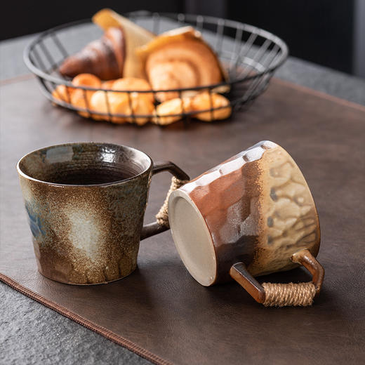 【小众设计❗️简约大气】日式陶瓷杯宅寂风杯子窑变水杯轻奢高级感粗陶马克杯高颜值咖啡杯。jb 商品图3