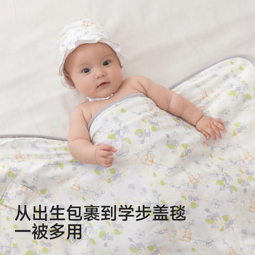 【防惊跳+小风竹系列】英氏新生儿包被抗菌夹恒温棉包单竹棉宝宝外出襁褓婴儿抱被 商品图4