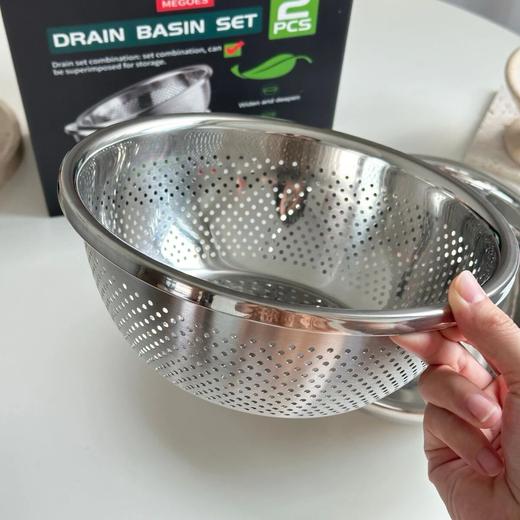 洗沥盛装多功能不锈钢沥水盆两件套 商品图2