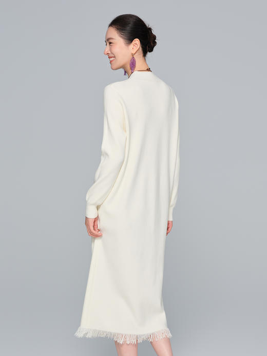 小流苏羊毛针织混纺小直筒半高领毛衣裙 商品图5