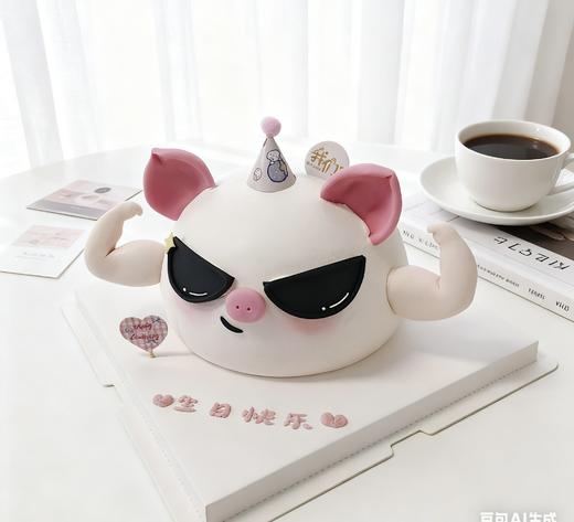 strong健身猪猪男孩女孩墨镜耍酷可爱卡通蛋糕-低糖处理无添加 商品图1