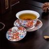 矾红五龙纹元宝盖碗三才盖碗可悬停泡茶碗功夫茶具家用送礼 商品缩略图3
