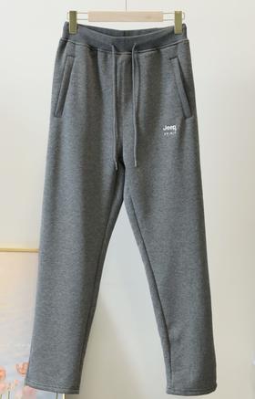 刺绣标！【JEEP SPIRIT纯棉加绒保暖休闲裤1120款】男女同款  冬季加绒内里 平角款 束脚款任选  纯棉面料 聚酯纤维内里