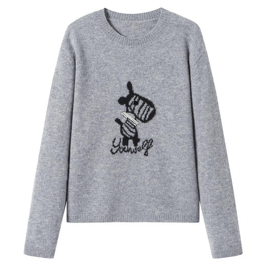 CC 8969卡通刺绣圆领毛衣宽松减龄针织衫羊毛上衣 商品图4