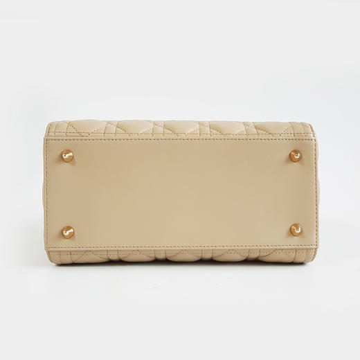 【98新】DIOR迪奥Lady Dior 手袋奶茶色珐琅扣五格戴妃手提单肩包女士231225TB20 商品图5