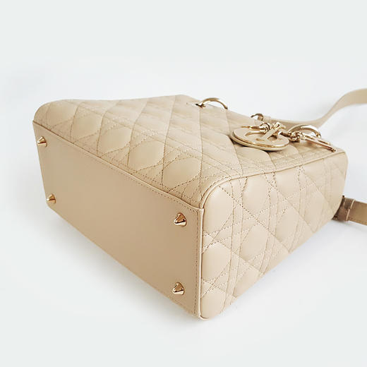 【98新】DIOR迪奥Lady Dior 手袋奶茶色珐琅扣五格戴妃手提单肩包女士231225TB20 商品图7