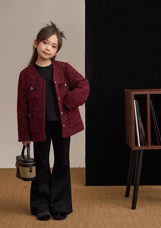 儿童版女宝微喇奶盖加绒高弹显瘦松紧腰喇叭裤 商品图7