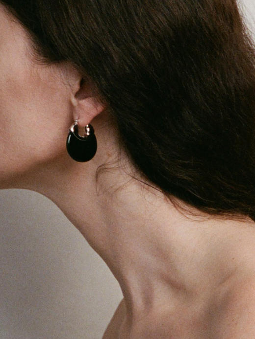 ABOAB｜Hoorseshoe Hoops Earrings [ 耳环 银黑玛瑙 / 金红石 ]【WITHIN THE HORIZON】 商品图1