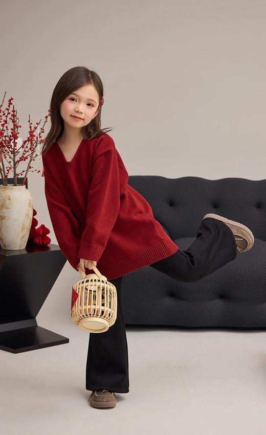 儿童版女宝微喇奶盖加绒高弹显瘦松紧腰喇叭裤 商品图4