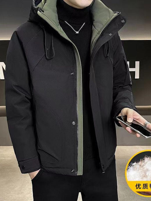 【优质鸭绒防风防水❗️亲肤舒适耐磨抗皱】男士防寒服冬季新款加厚保暖冬装美式休闲白鸭绒连帽外套男。jb 商品图1