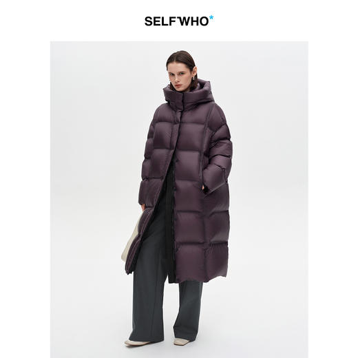 SELFWHO90白鸭绒连帽高领长款羽绒服女2025冬季新款防风保暖外套 商品图2