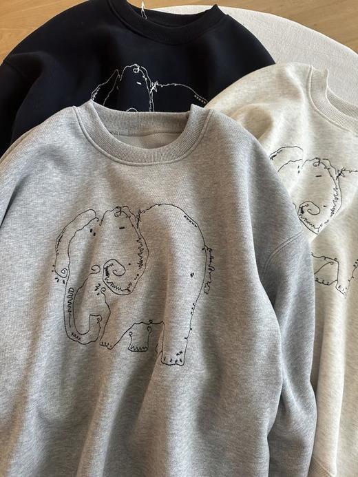 【专柜品质】重磅韩版棉质圆领卫衣 秋冬加绒加厚美式宽松上衣 商品图9