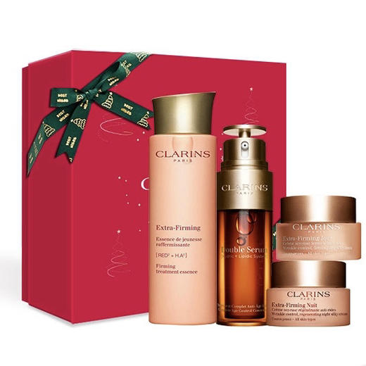 【孕妇可用】法国 Clarins 娇韵诗 双萃精华焕颜弹力紧致4件套 套盒（双萃精华50ml+弹簧水200ml+焕颜日霜50ml+焕颜晚霜50ml) 商品图0