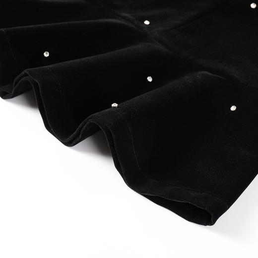 奢姿2025秋季大码胖妹妹专属镶钻丝绒长袖连衣裙气质优雅小黑裙9953870566 商品图4