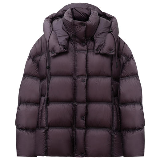 SELFWHO90白鸭绒可拆卸连帽紫色羽绒服女2025冬新款高领保暖外套 商品图4