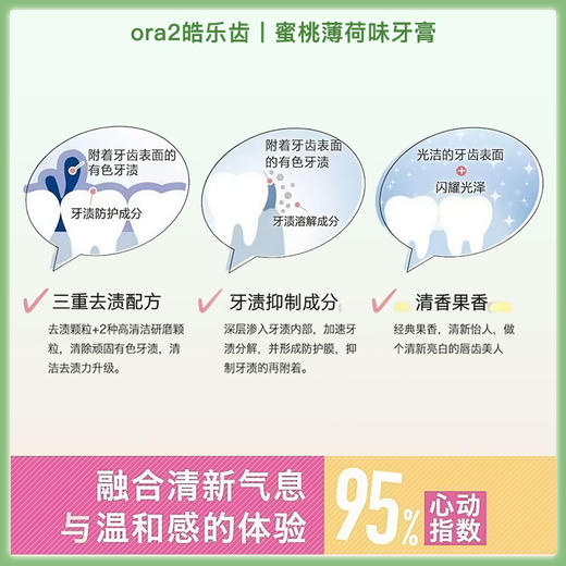 Ora2皓乐齿 亮白净色牙膏 美白去黄去牙渍 鲜桃薄荷味 140g 【一般贸易仓发货】 商品图3