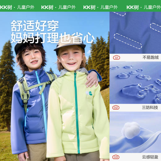 KK树儿童羽绒服男童女孩宝宝秋冬季防风保暖棉服外套轻薄三防新款小奶冻羽绒服 商品图4