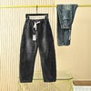 Hazzys哈吉斯冬季男士加绒加厚弯刀宽松直筒休闲牛仔长裤 商品缩略图3
