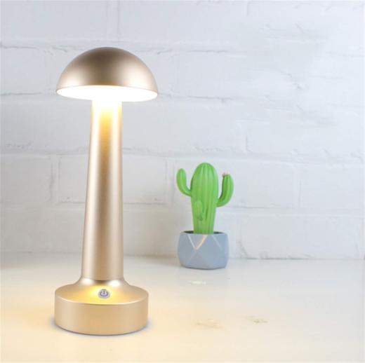 意大利 蘑菇造型复古轻奢LED台灯 金属机身 内置电池 按键调光 商品图0