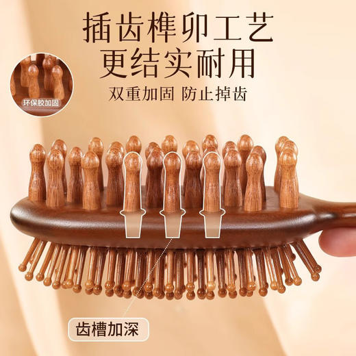 【多功能❗️檀木双面气囊梳】一梳两用全方位按摩，抚平毛躁不扯头发，圆润梳齿疏通经络，插齿工艺更结实耐用，钉钉梳头部经络头皮养生梳防脱发QQ 商品图1