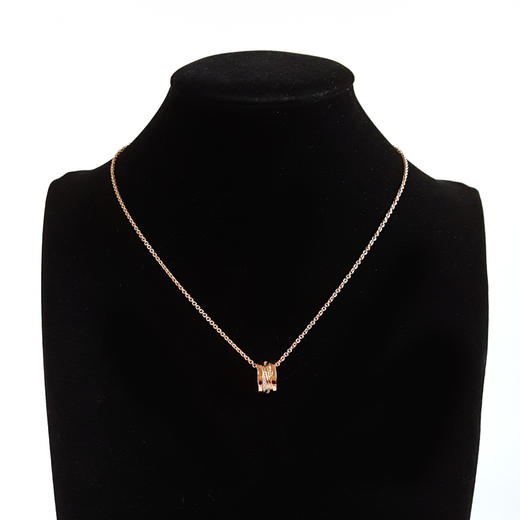 【95新】BVLGARI宝格丽B.zero1系列355060 18K玫瑰金中间镶钻弹簧项链链长约45cm中性款091225TH11 商品图6