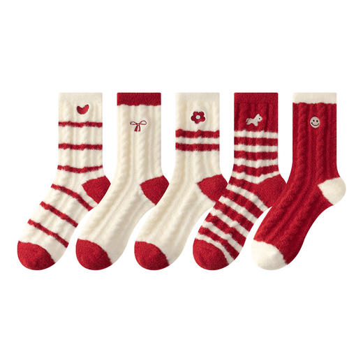 毛绒袜子女款秋冬季加绒加厚保暖澳绒可爱珊瑚绒睡眠月子中筒长袜 商品图4