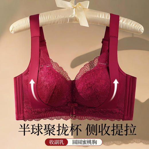 F1-【79元2件】【A-B杯】【小胸聚拢显大】润微性感蕾丝女士内衣上托收副乳调整型无钢圈文胸罩 时秋晴雨 商品图7