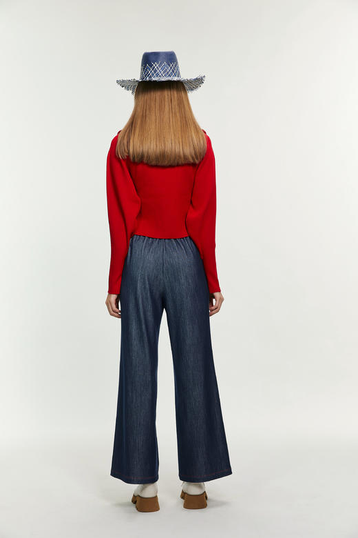 SAFICOO 休闲随性 高弹针织羊毛牛仔喇叭裤 商品图3