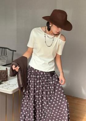 T56413#露肩结构型显瘦T恤